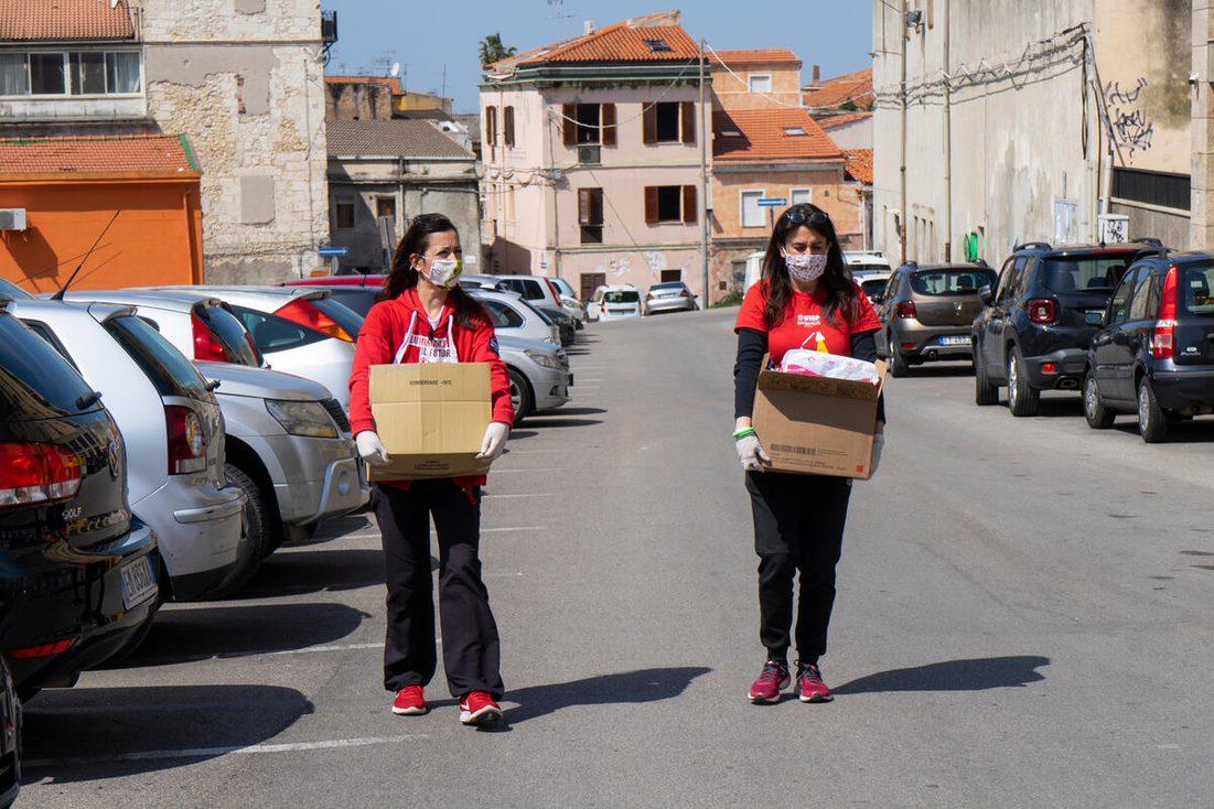 Image of volunteers caring care kits.